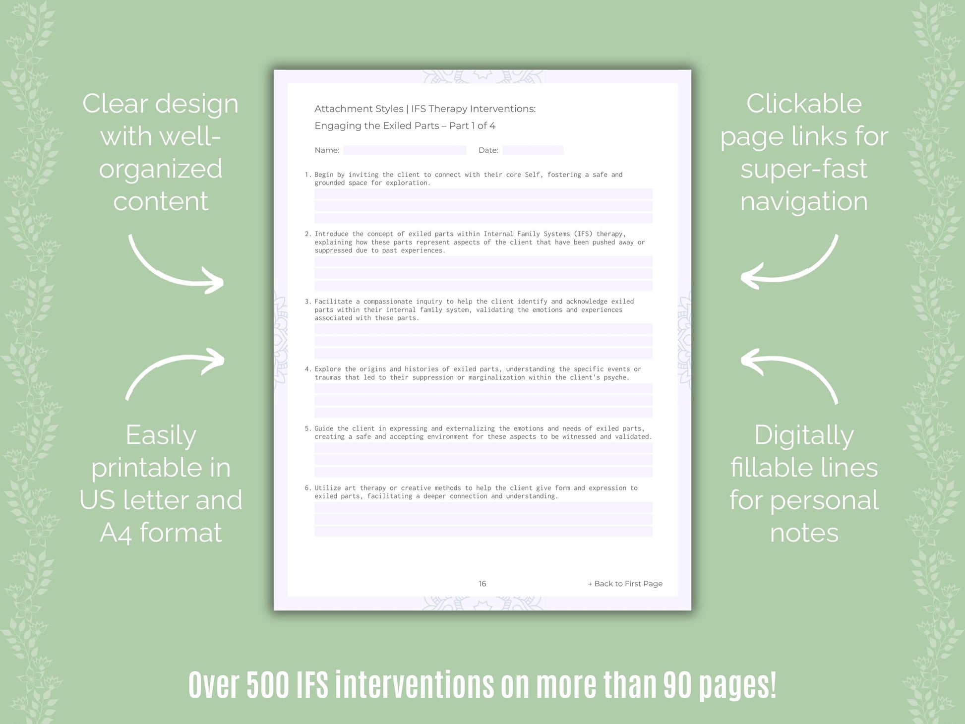 Attachment Styles Internal Family Systems (IFS) Counseling Templates