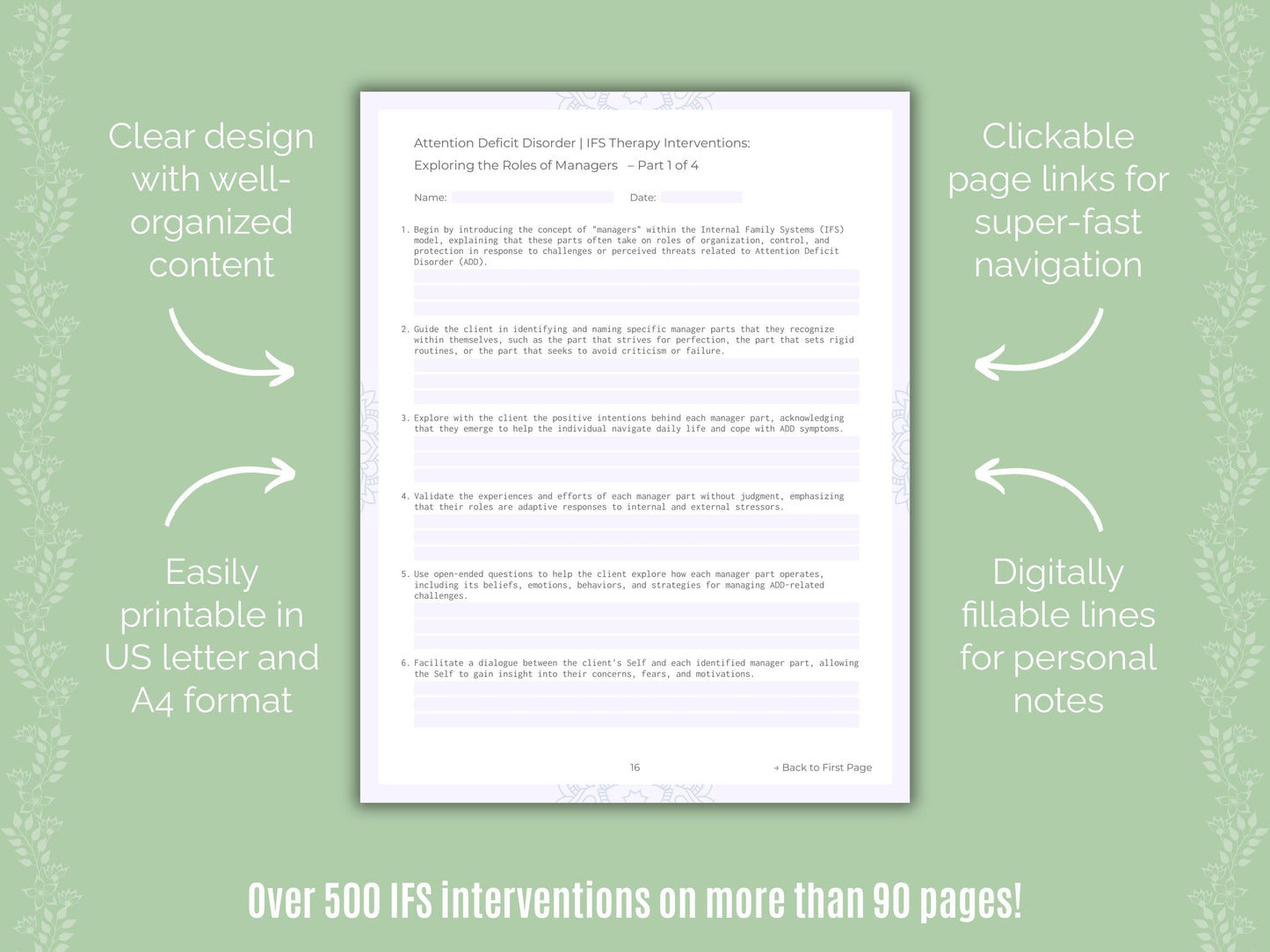 Attention Deficit Disorder (ADD) Internal Family Systems (IFS) Counseling Templates