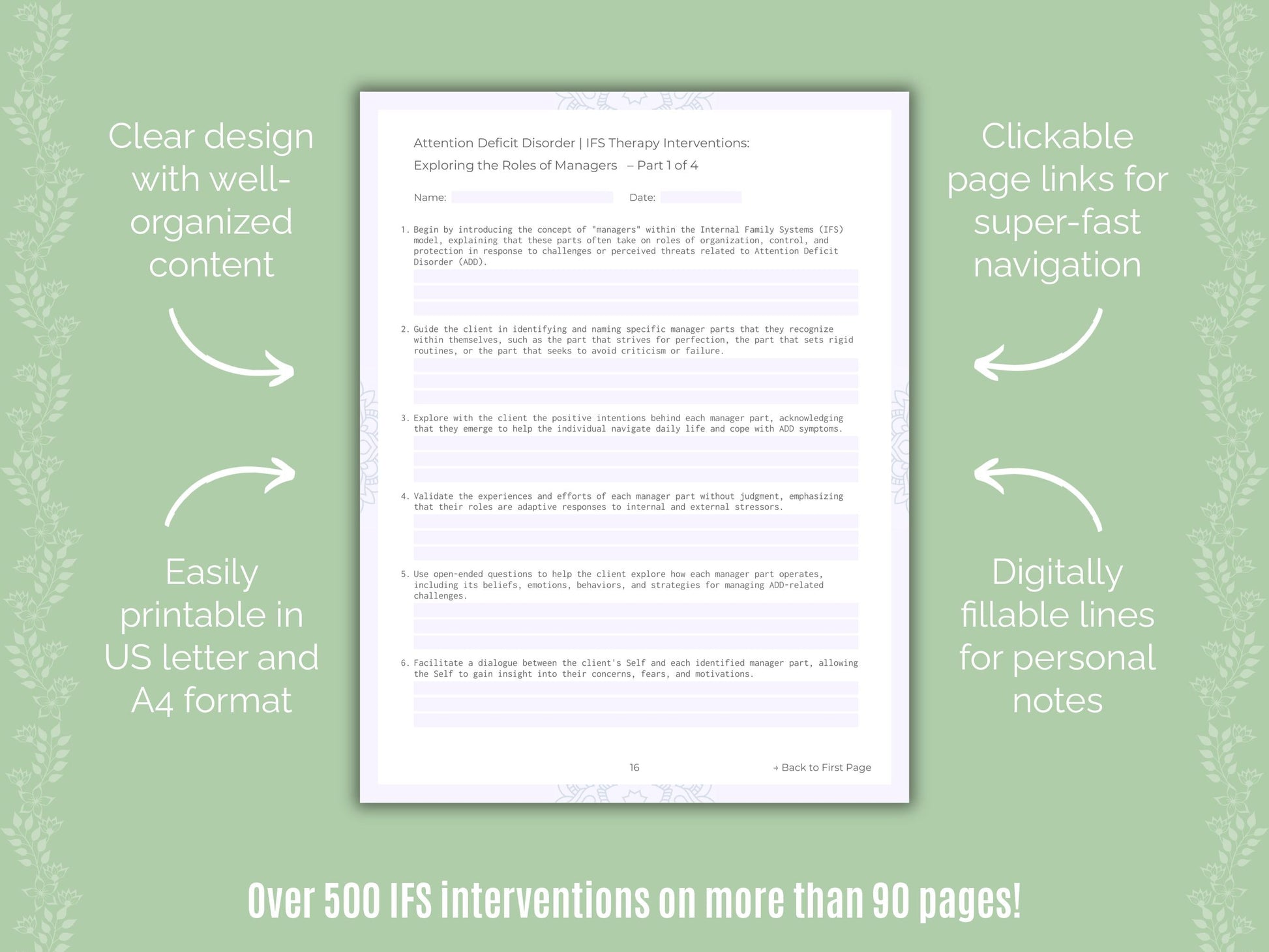 Attention Deficit Disorder (ADD) Internal Family Systems (IFS) Counseling Templates