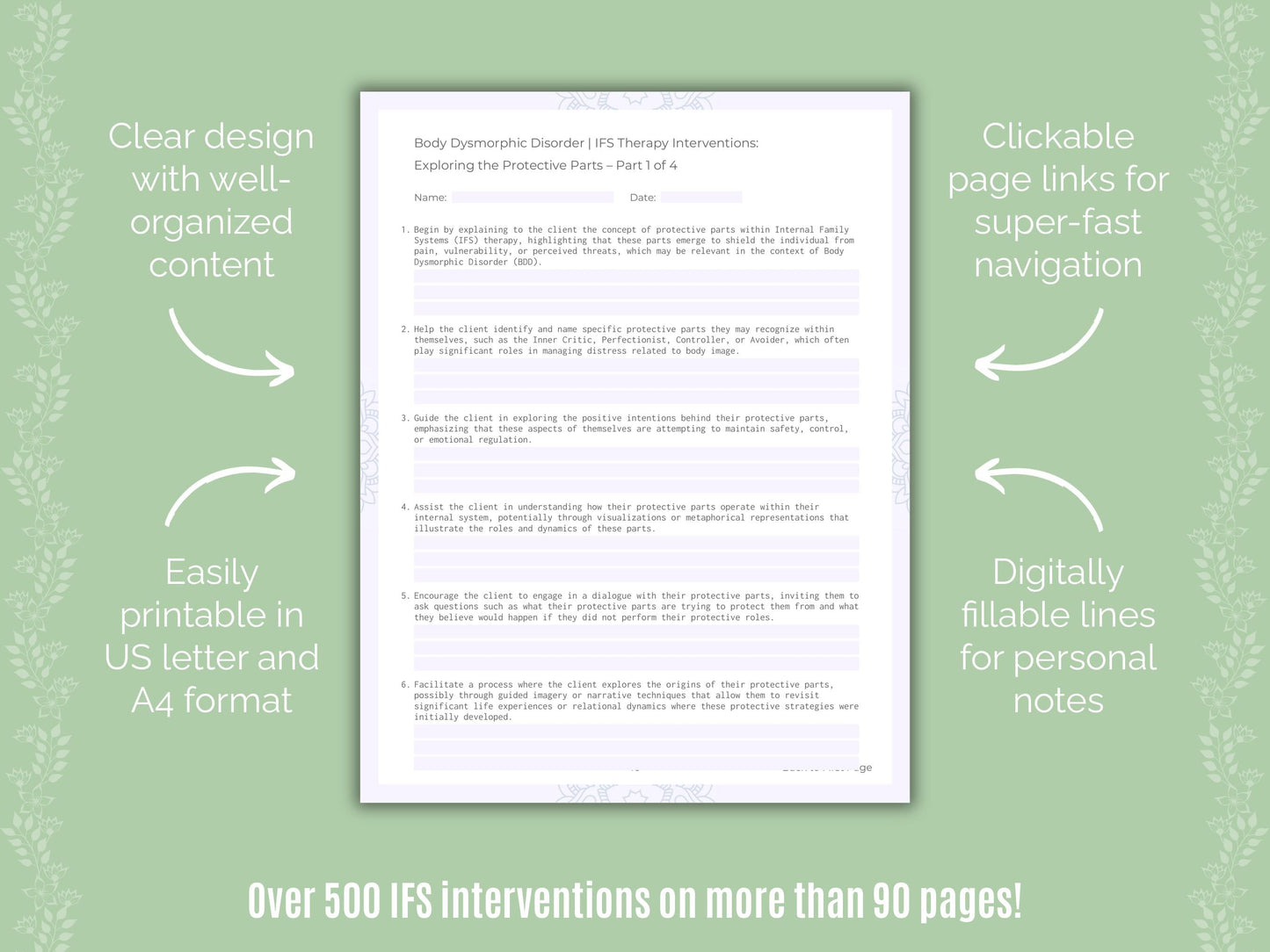 Body Dysmorphic Disorder (BDD) Internal Family Systems (IFS) Counseling Templates