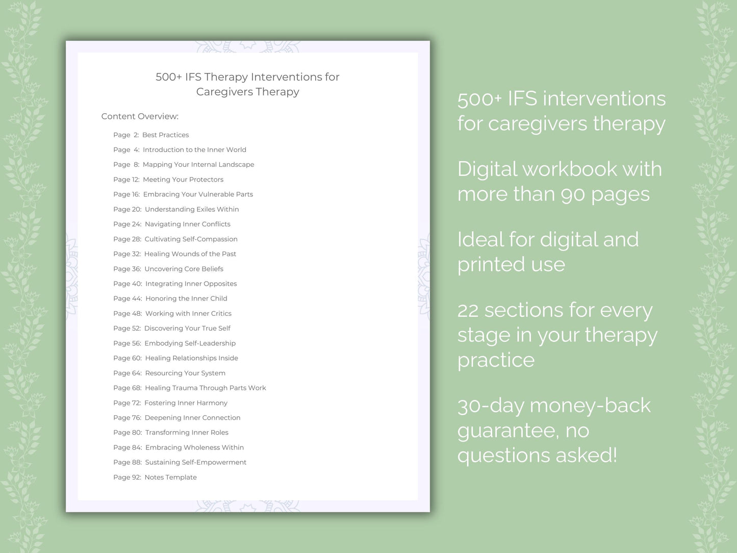 Caregivers Internal Family Systems (IFS) Therapist Worksheets