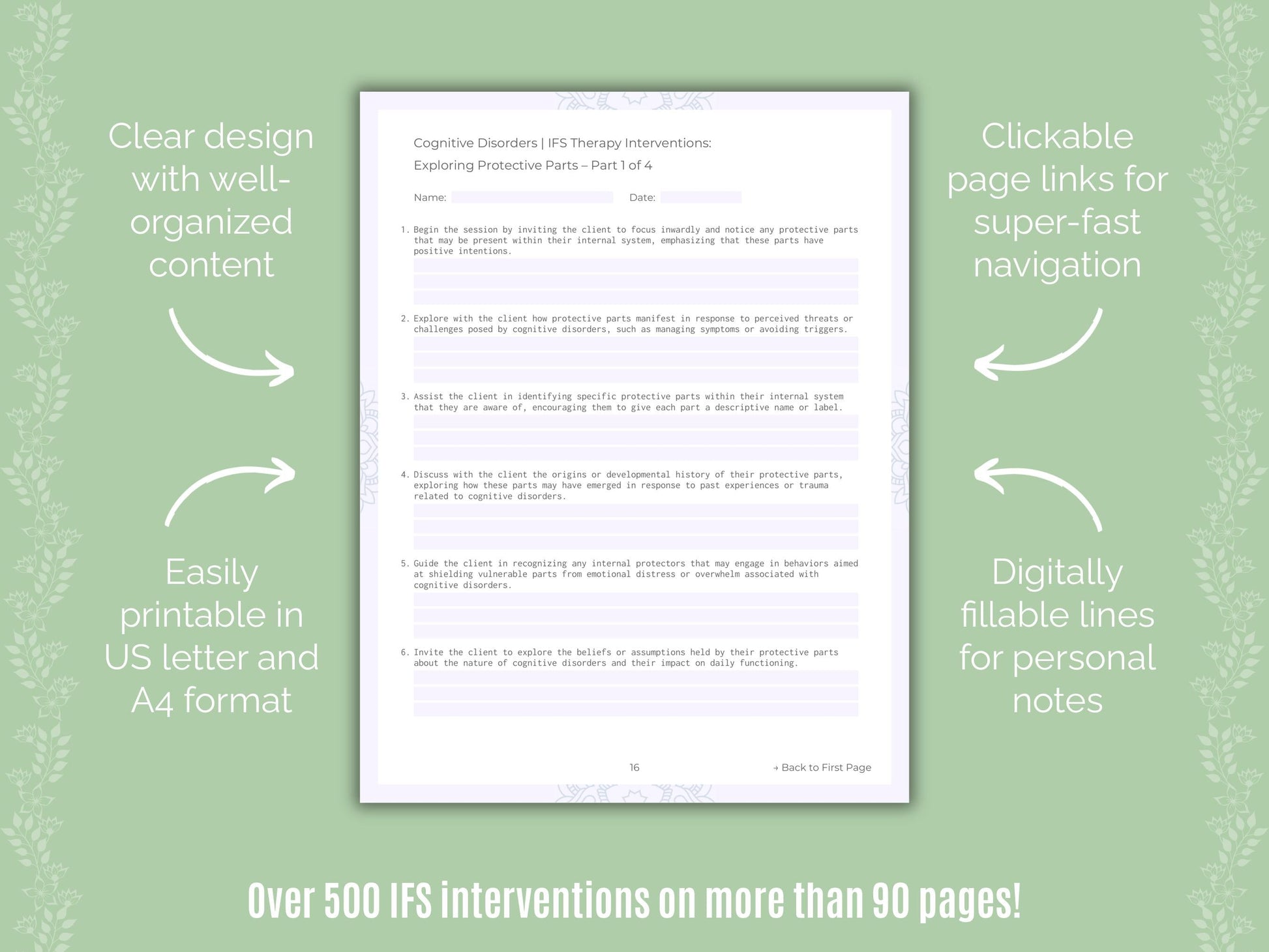 Cognitive Disorders Internal Family Systems (IFS) Counseling Templates