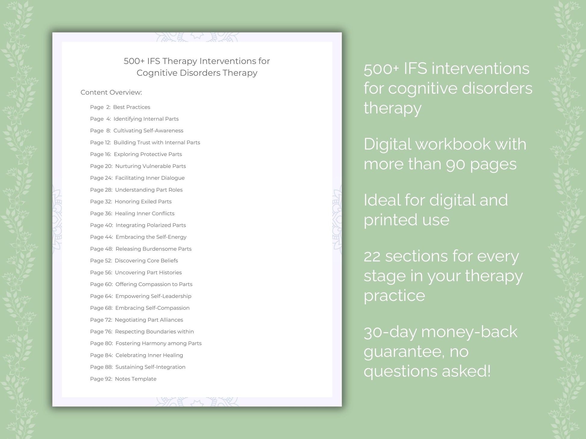 Cognitive Disorders Internal Family Systems (IFS) Therapist Worksheets