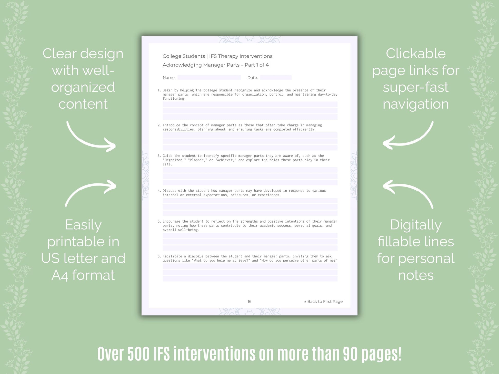 College Students Internal Family Systems (IFS) Counseling Templates