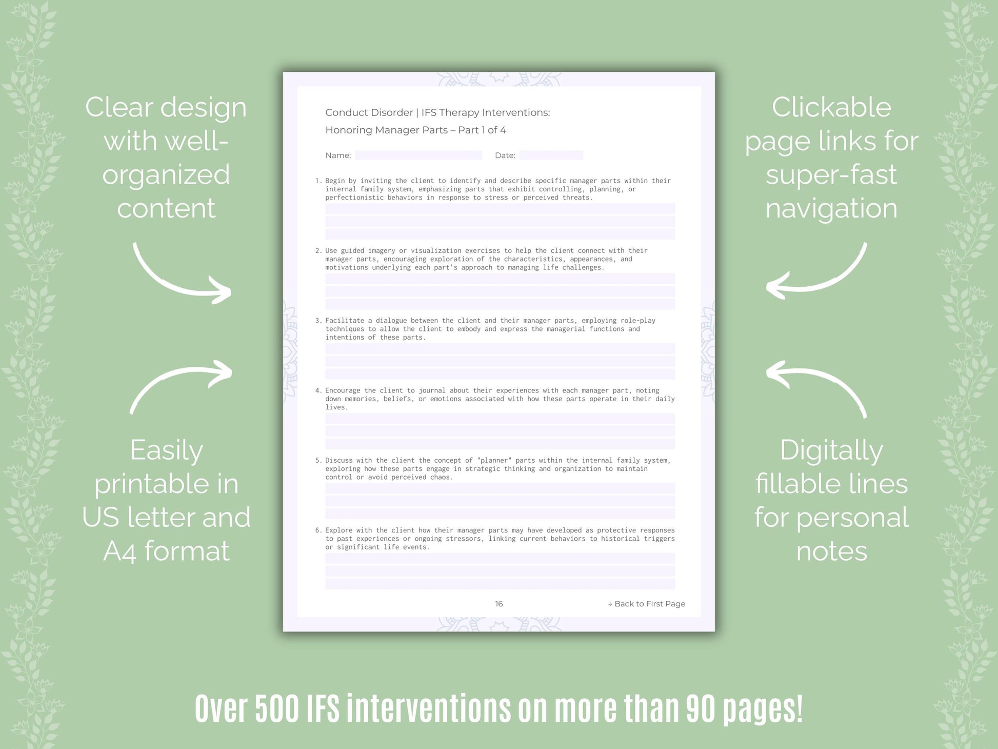 Conduct Disorder Internal Family Systems (IFS) Counseling Templates