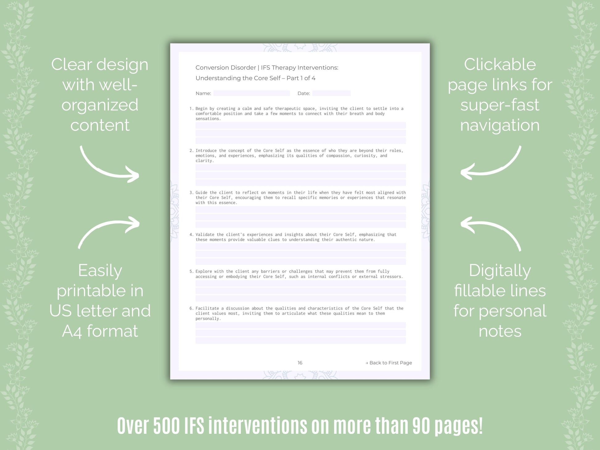 Conversion Disorder Internal Family Systems (IFS) Counseling Templates