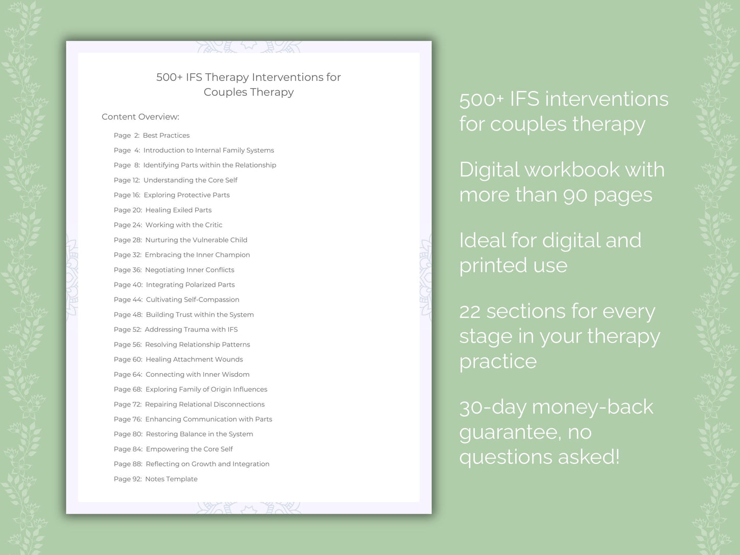 Couples Internal Family Systems (IFS) Therapist Worksheets