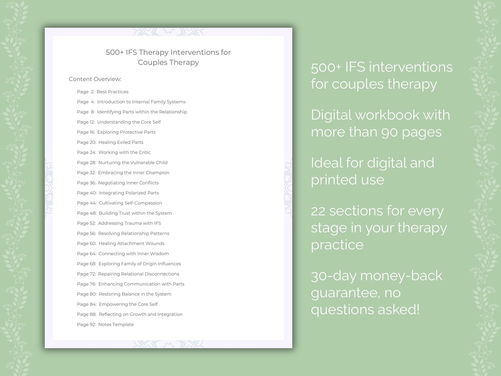 Couples Internal Family Systems (IFS) Therapist Worksheets