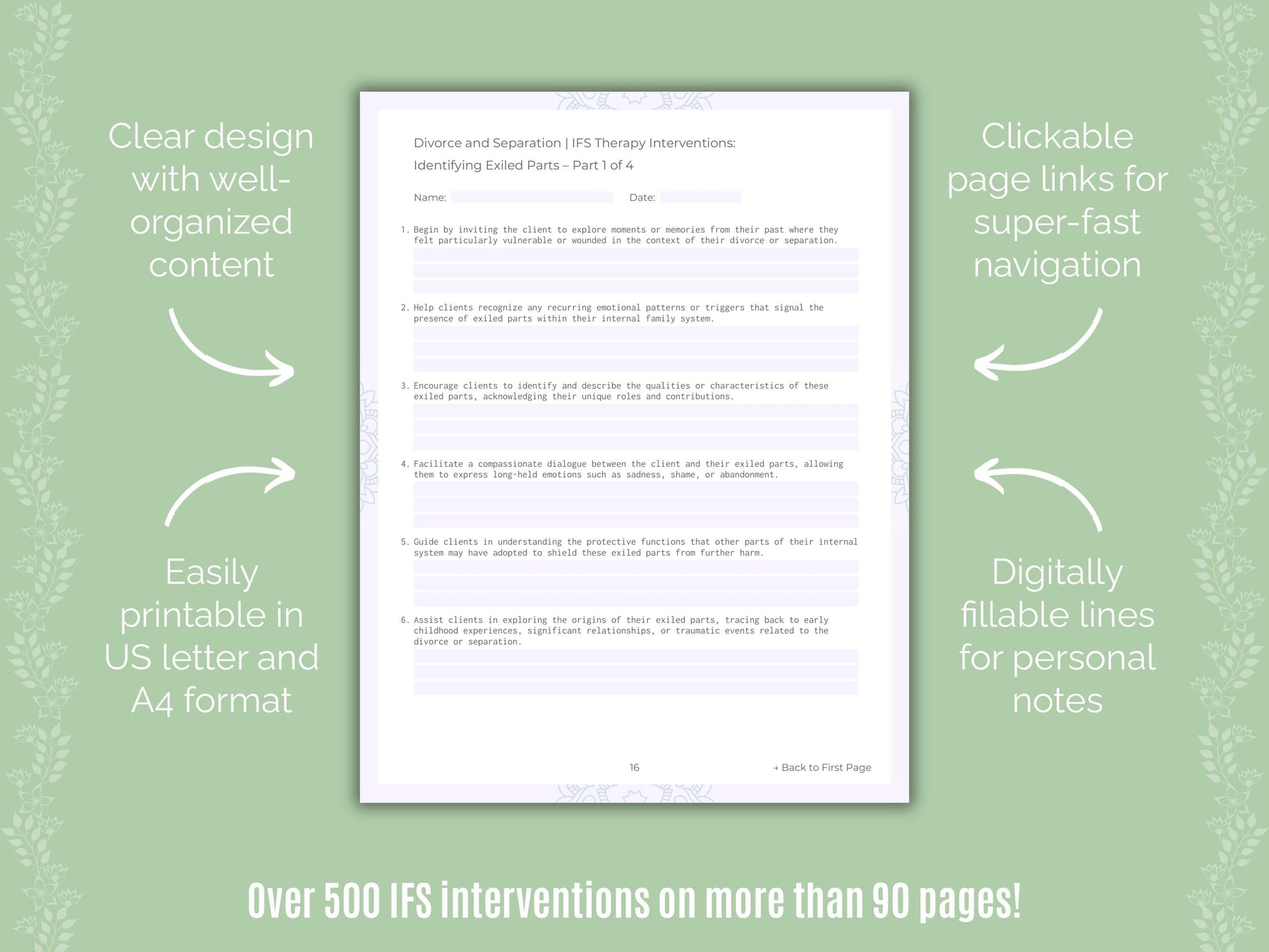 Divorce and Separation Internal Family Systems (IFS) Counseling Templates