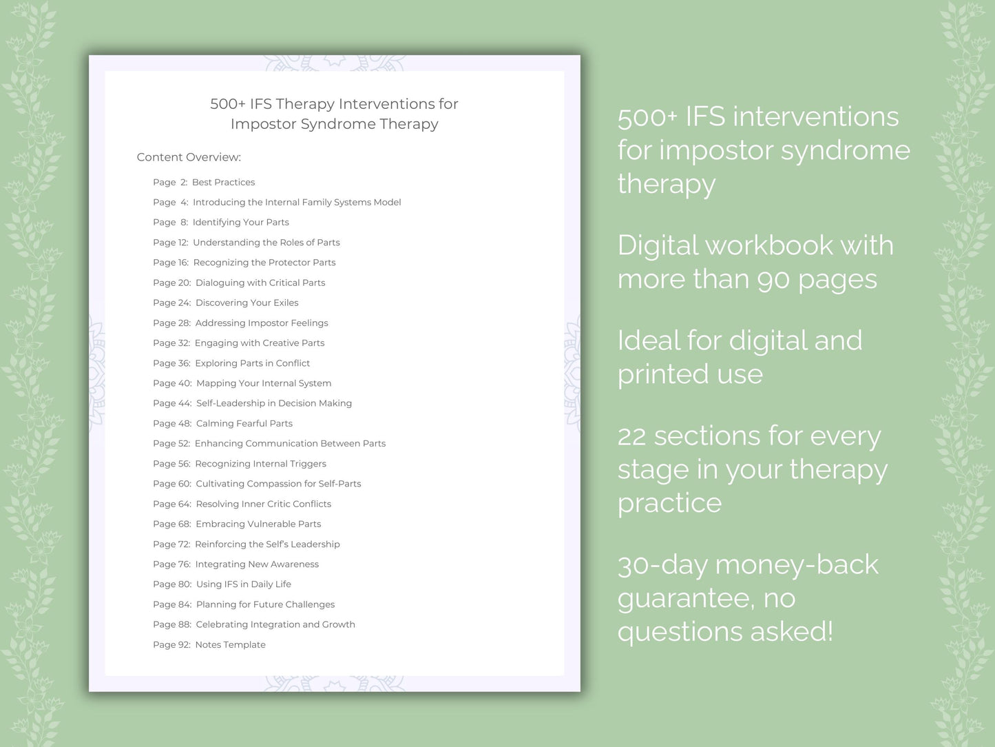 Impostor Syndrome Internal Family Systems (IFS) Therapist Worksheets