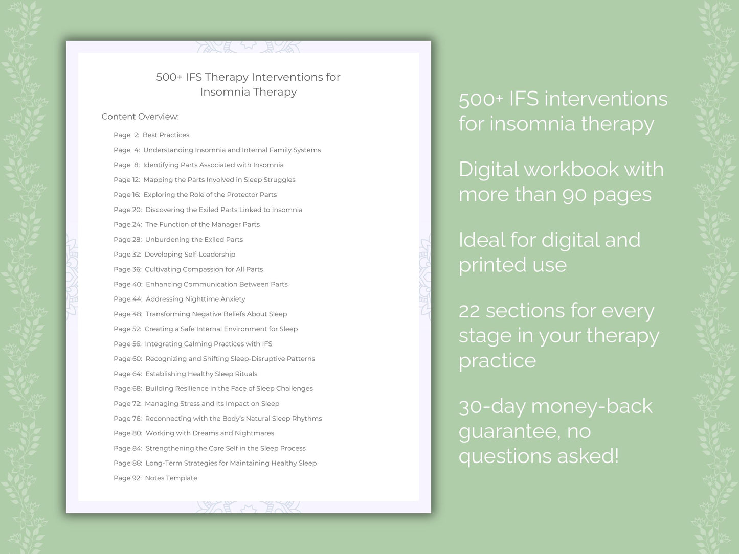 Insomnia Internal Family Systems (IFS) Therapist Worksheets