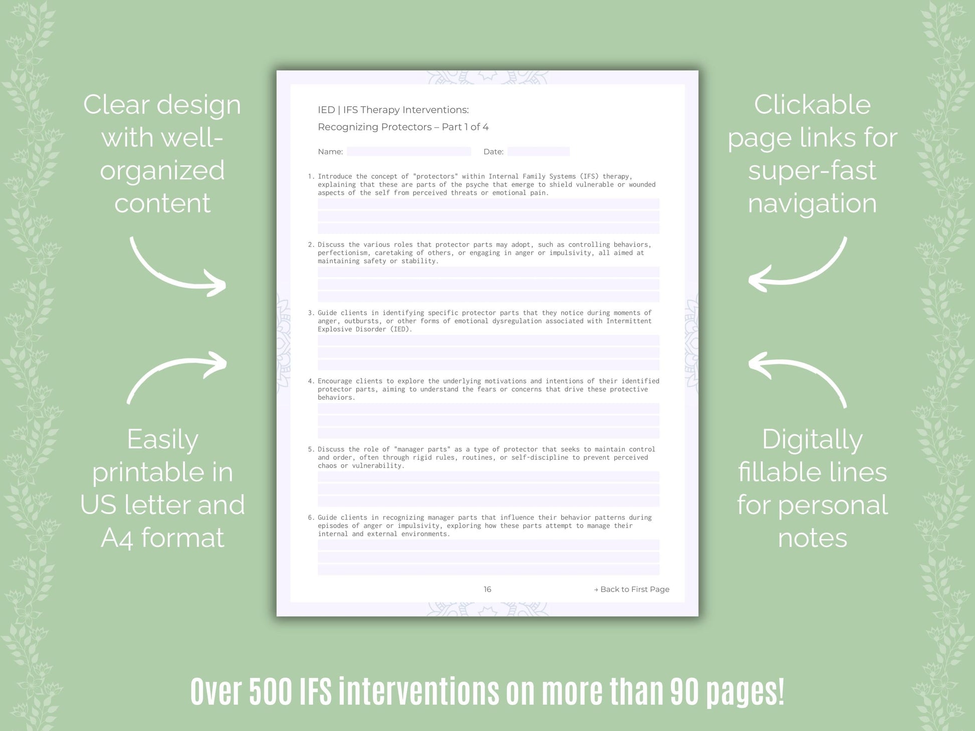 Intermittent Explosive Disorder (IED) Internal Family Systems (IFS) Counseling Templates