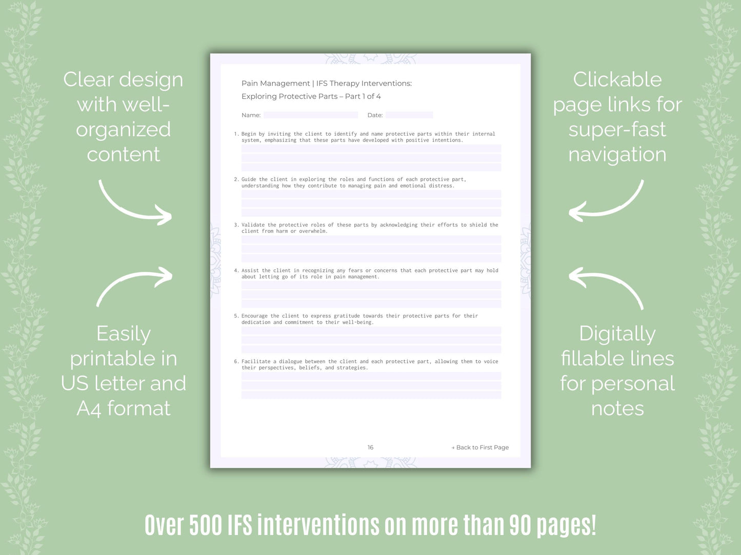 Pain Management Internal Family Systems (IFS) Counseling Templates