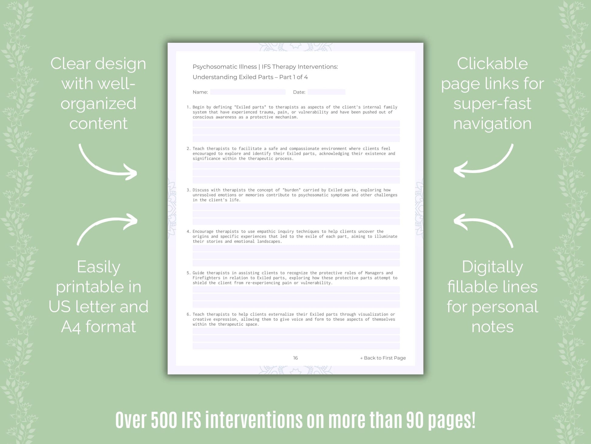 Psychosomatic Illness Internal Family Systems (IFS) Counseling Templates