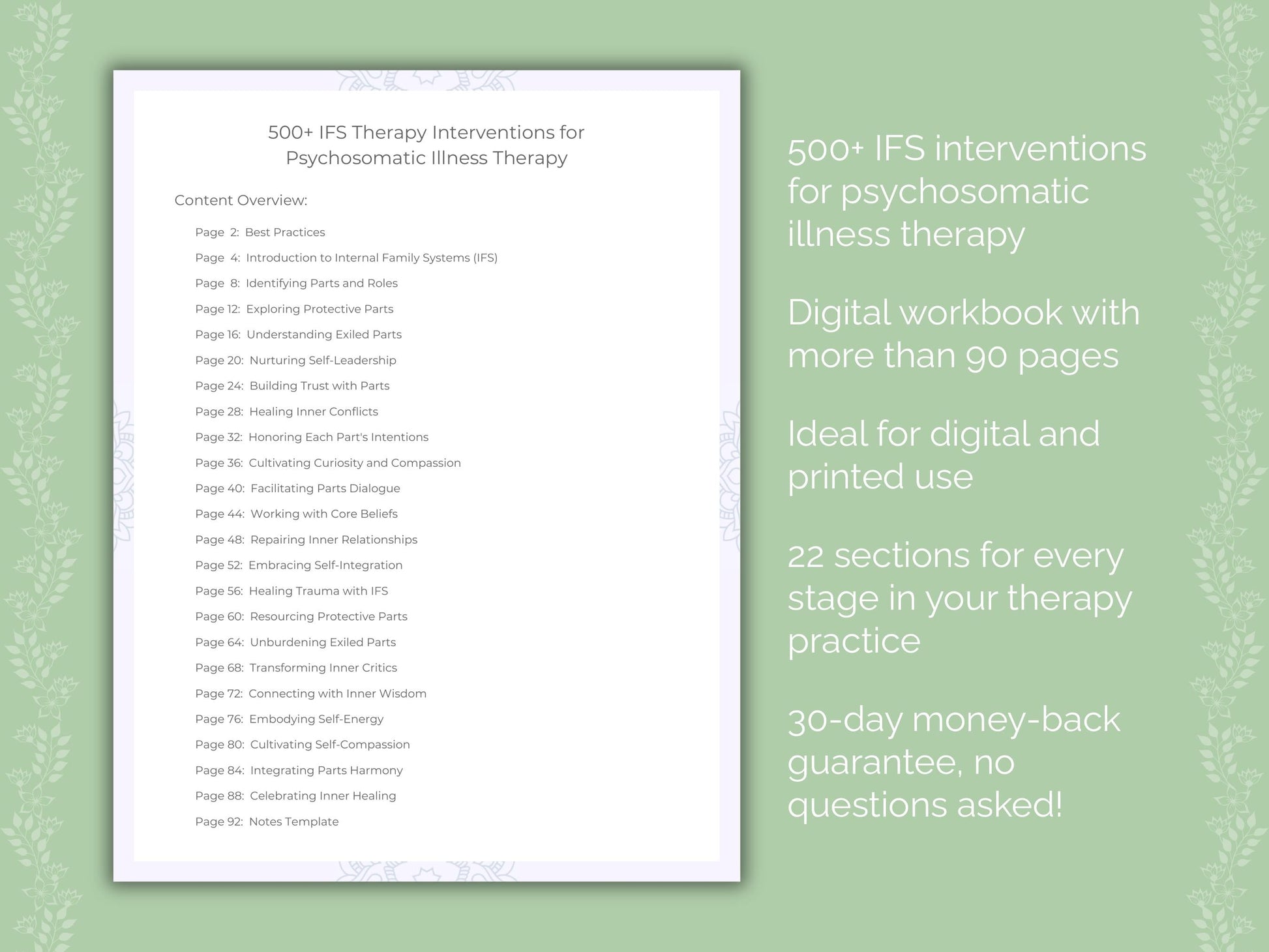 Psychosomatic Illness Internal Family Systems (IFS) Therapist Worksheets