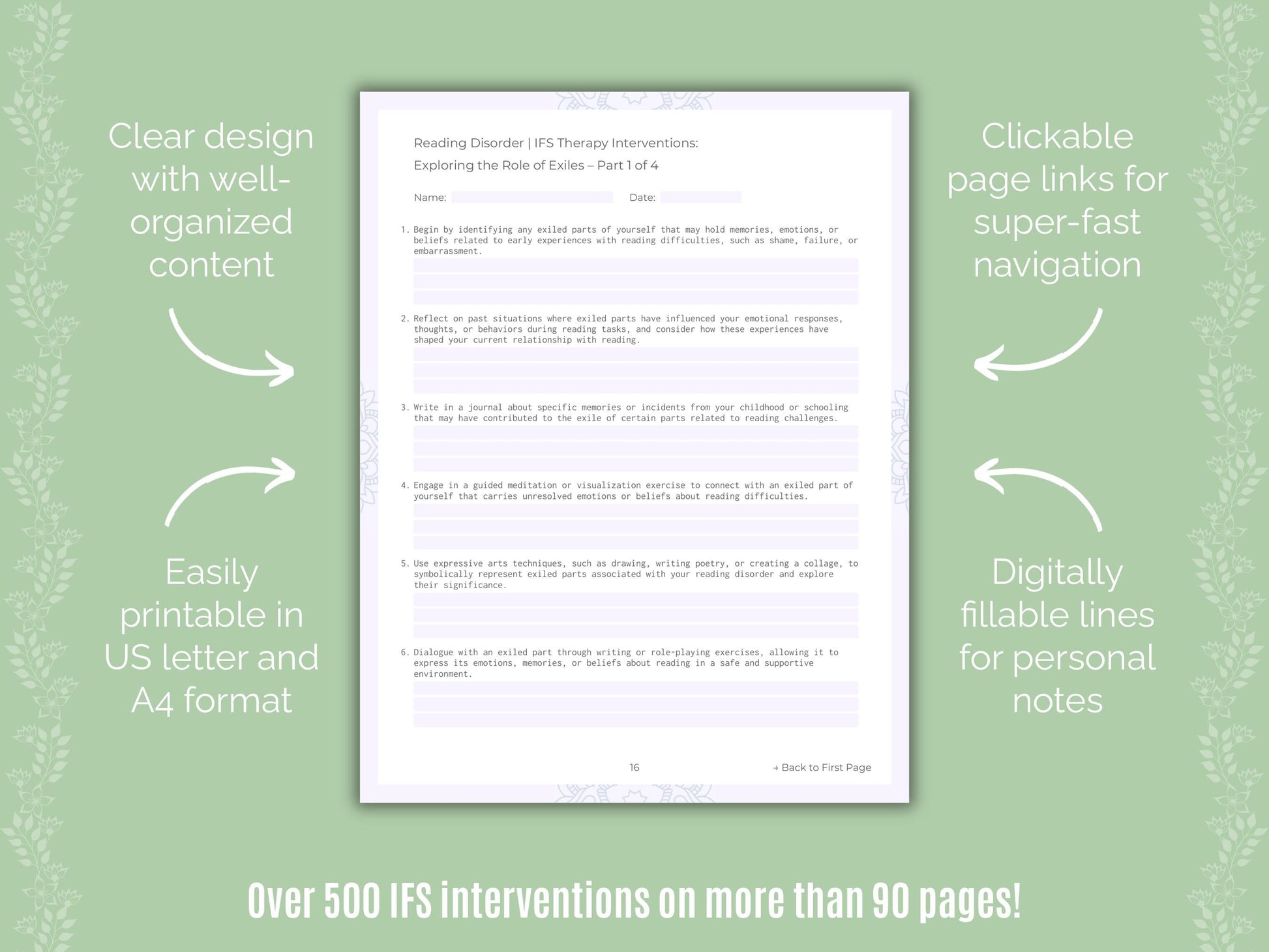 Reading Disorder Internal Family Systems (IFS) Counseling Templates