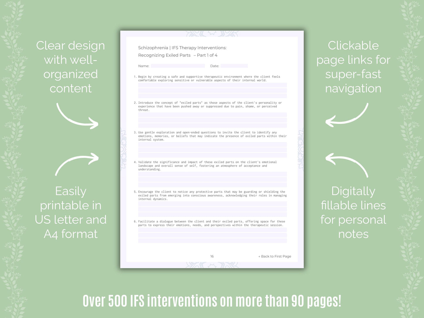 Schizophrenia Internal Family Systems (IFS) Counseling Templates