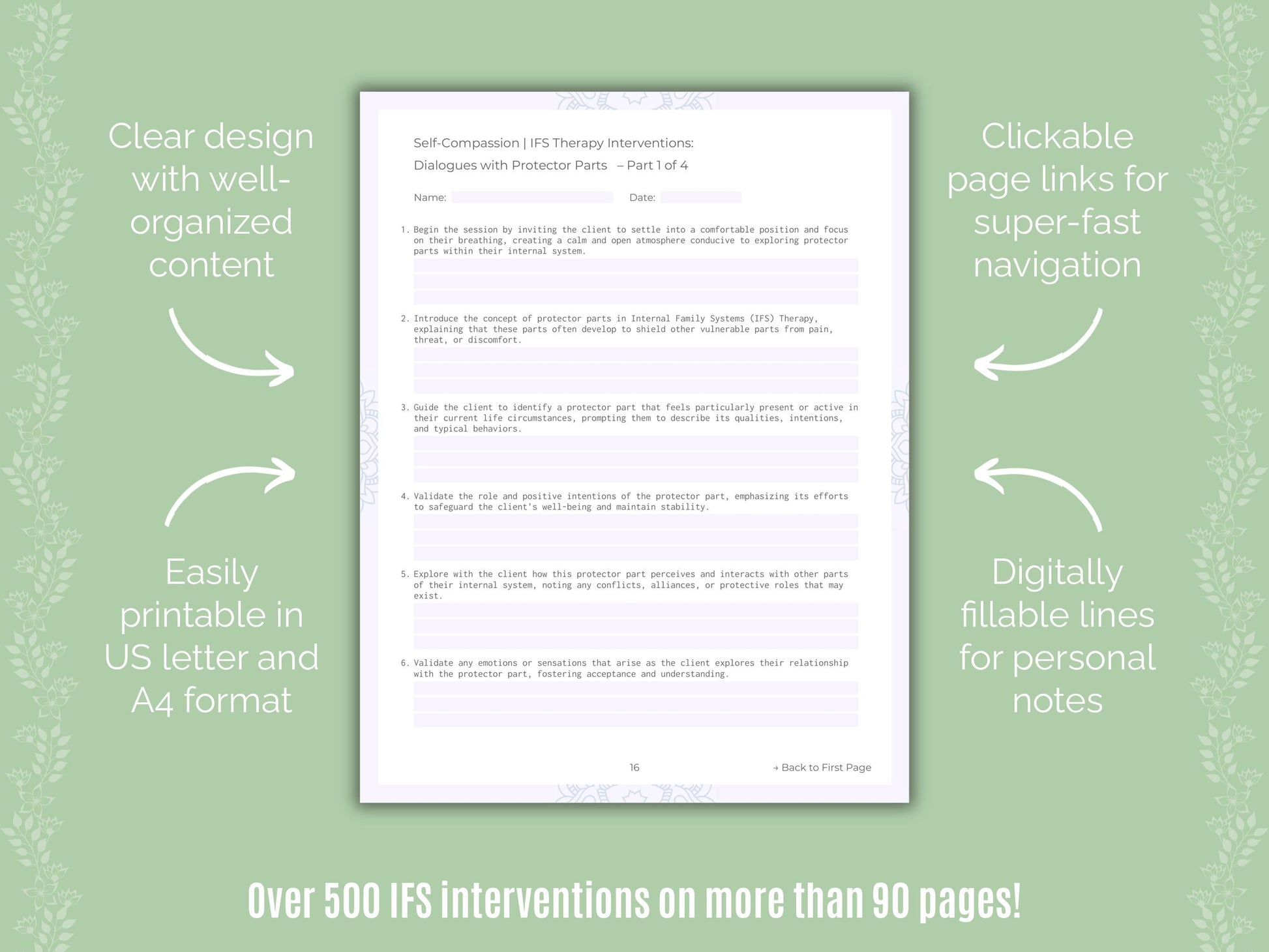 Self-Compassion Internal Family Systems (IFS) Counseling Templates