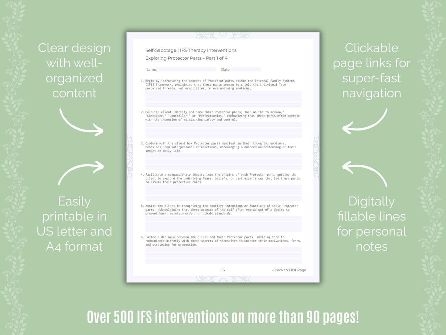 Self-Sabotage Internal Family Systems (IFS) Counseling Templates