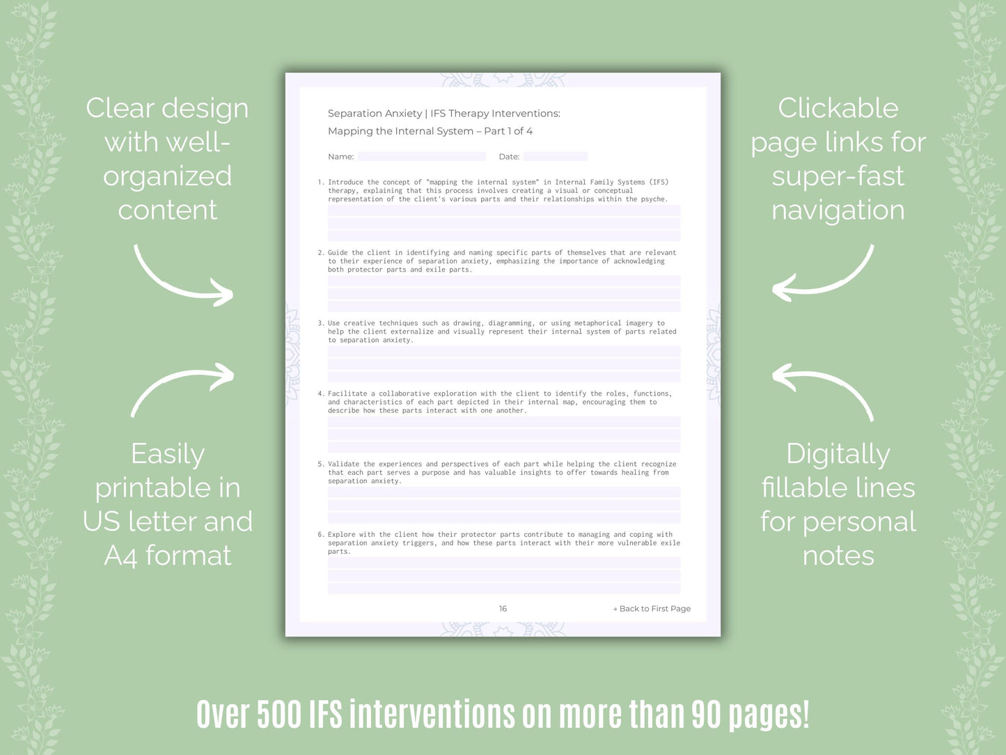 Separation Anxiety Internal Family Systems (IFS) Counseling Templates