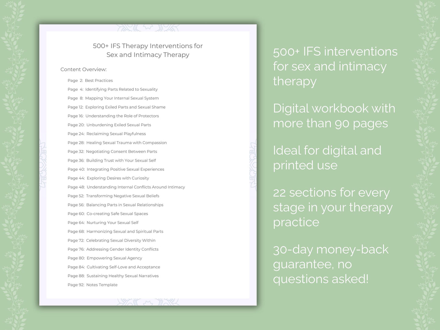 Sex and Intimacy Internal Family Systems (IFS) Therapist Worksheets