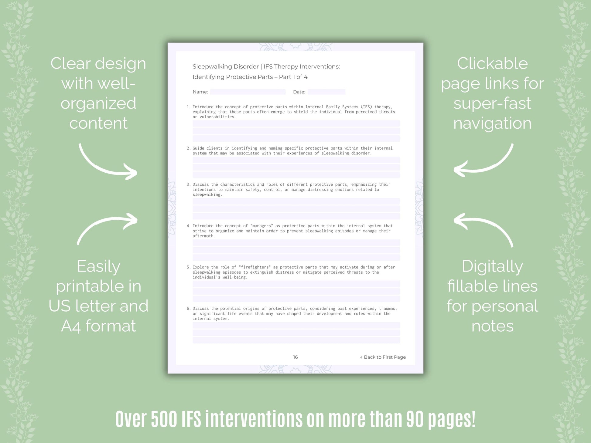 Sleepwalking Disorder Internal Family Systems (IFS) Counseling Templates