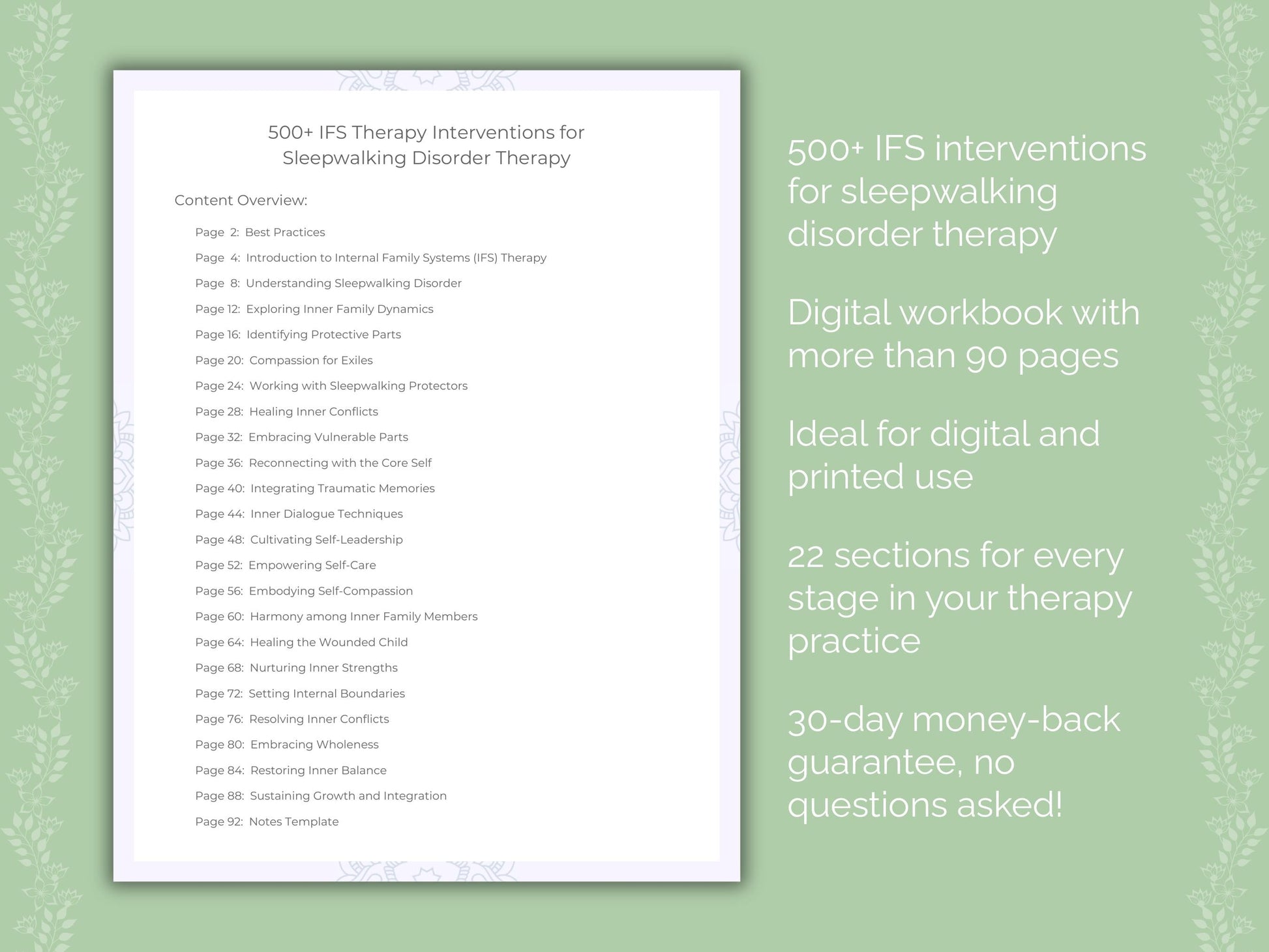 Sleepwalking Disorder Internal Family Systems (IFS) Therapist Worksheets