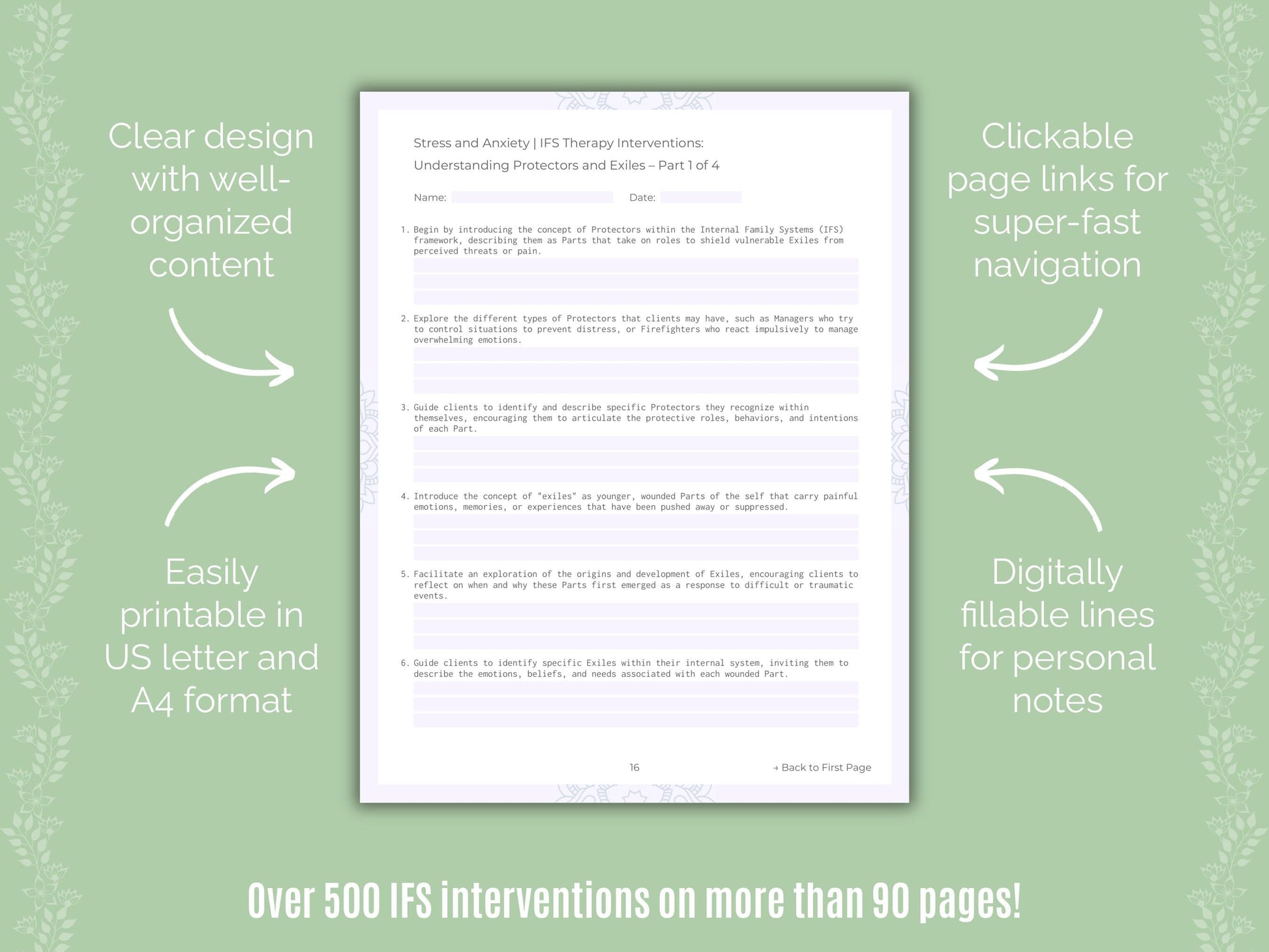 Stress and Anxiety Internal Family Systems (IFS) Counseling Templates