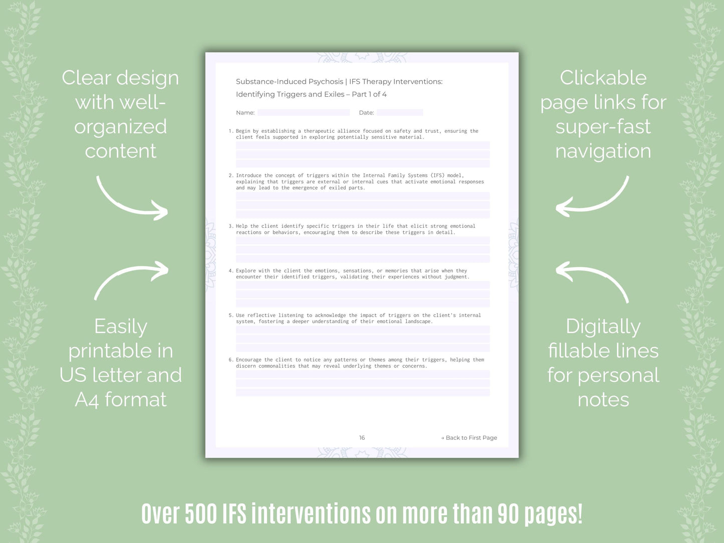 Substance-Induced Psychosis Internal Family Systems (IFS) Counseling Templates