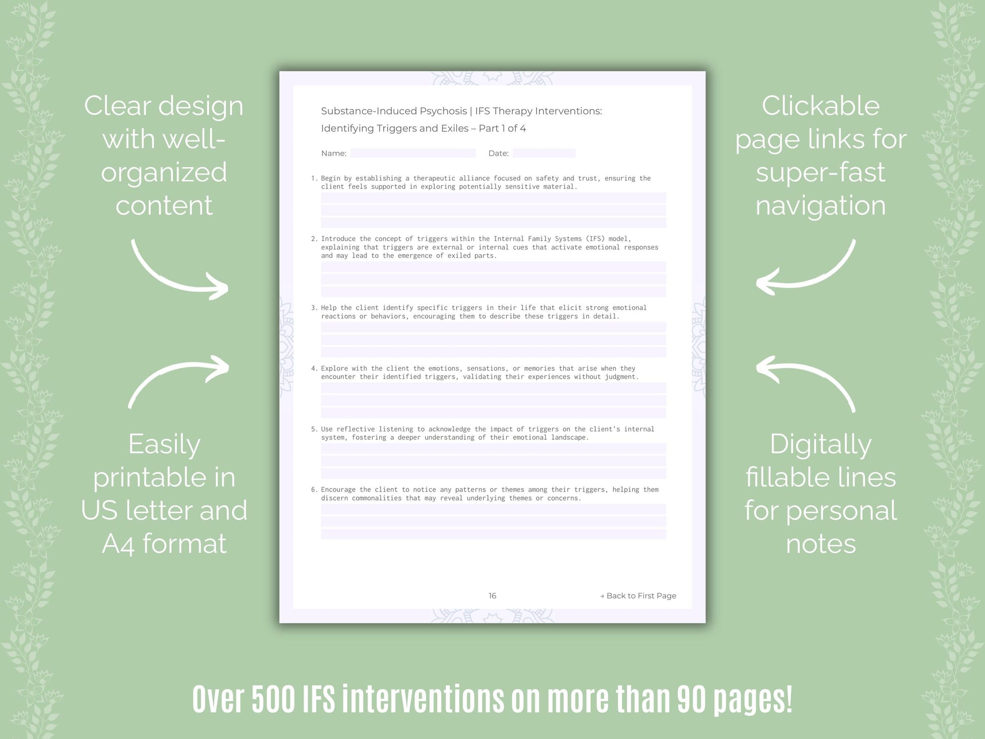 Substance-Induced Psychosis Internal Family Systems (IFS) Counseling Templates