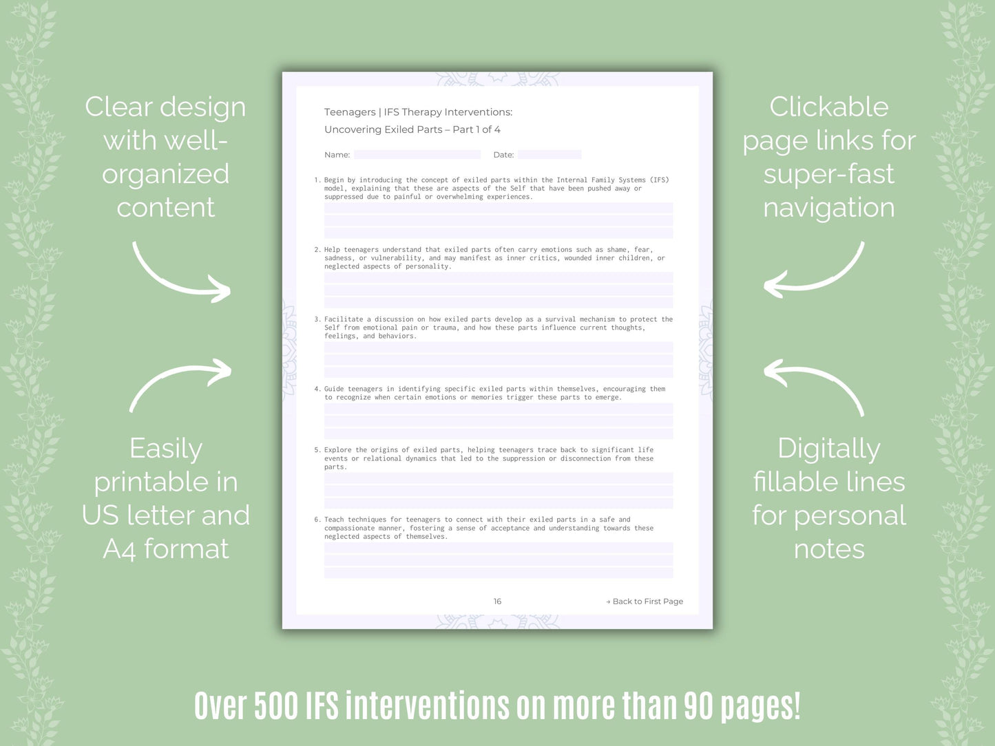 Teenagers Internal Family Systems (IFS) Counseling Templates