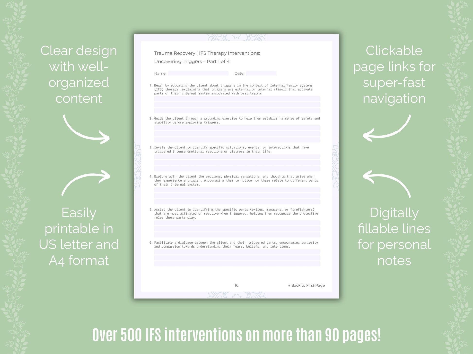 Trauma Recovery Internal Family Systems (IFS) Counseling Templates