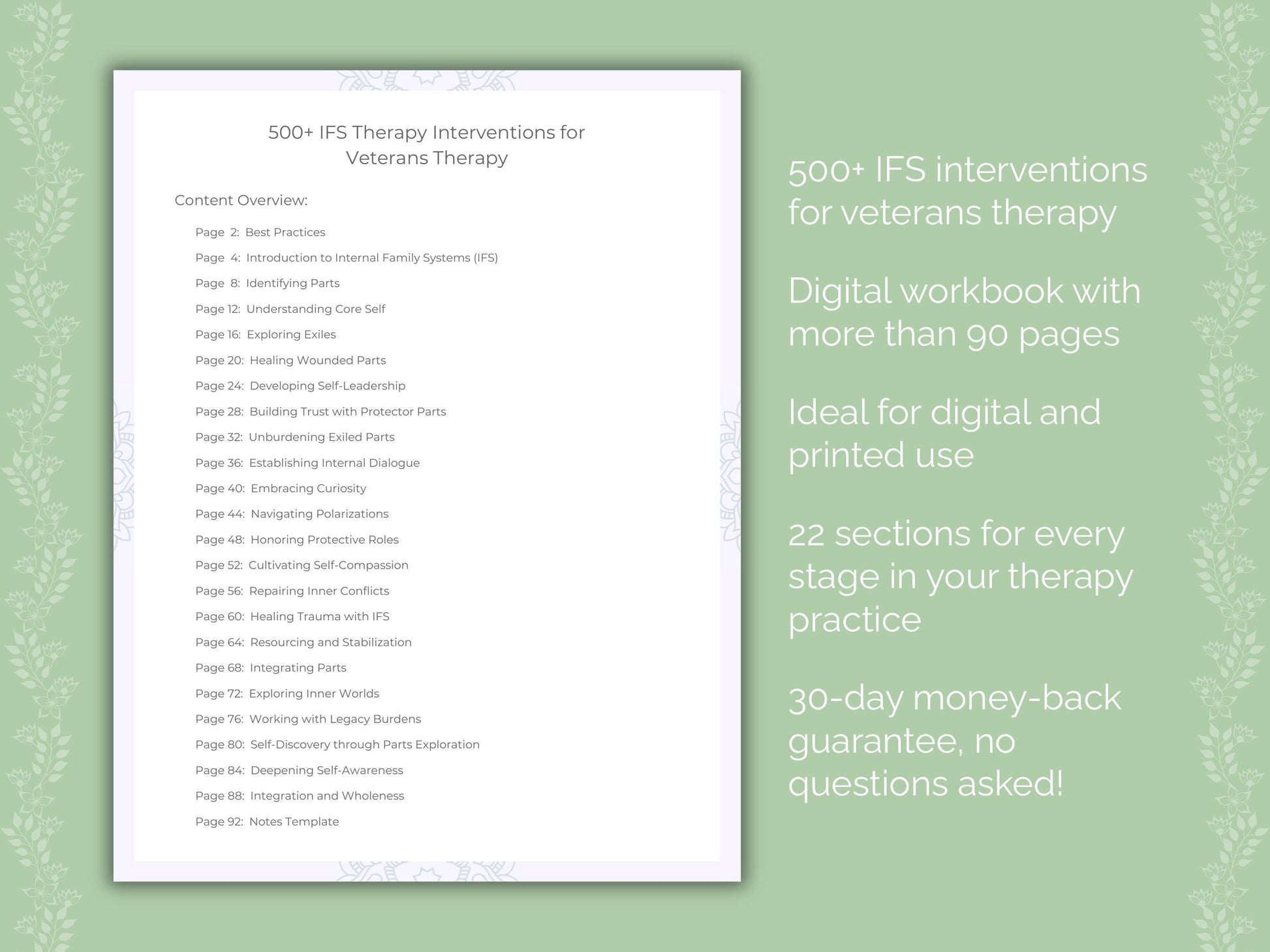 Veterans Internal Family Systems (IFS) Therapist Worksheets