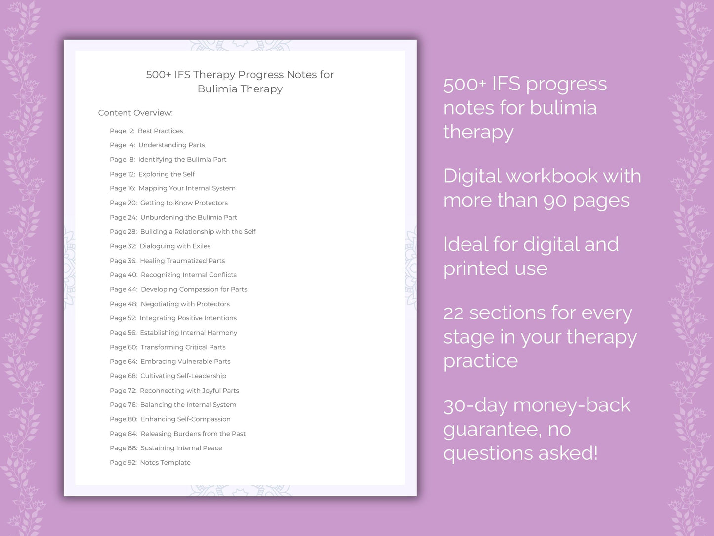 Bulimia Internal Family Systems (IFS) Therapist Worksheets