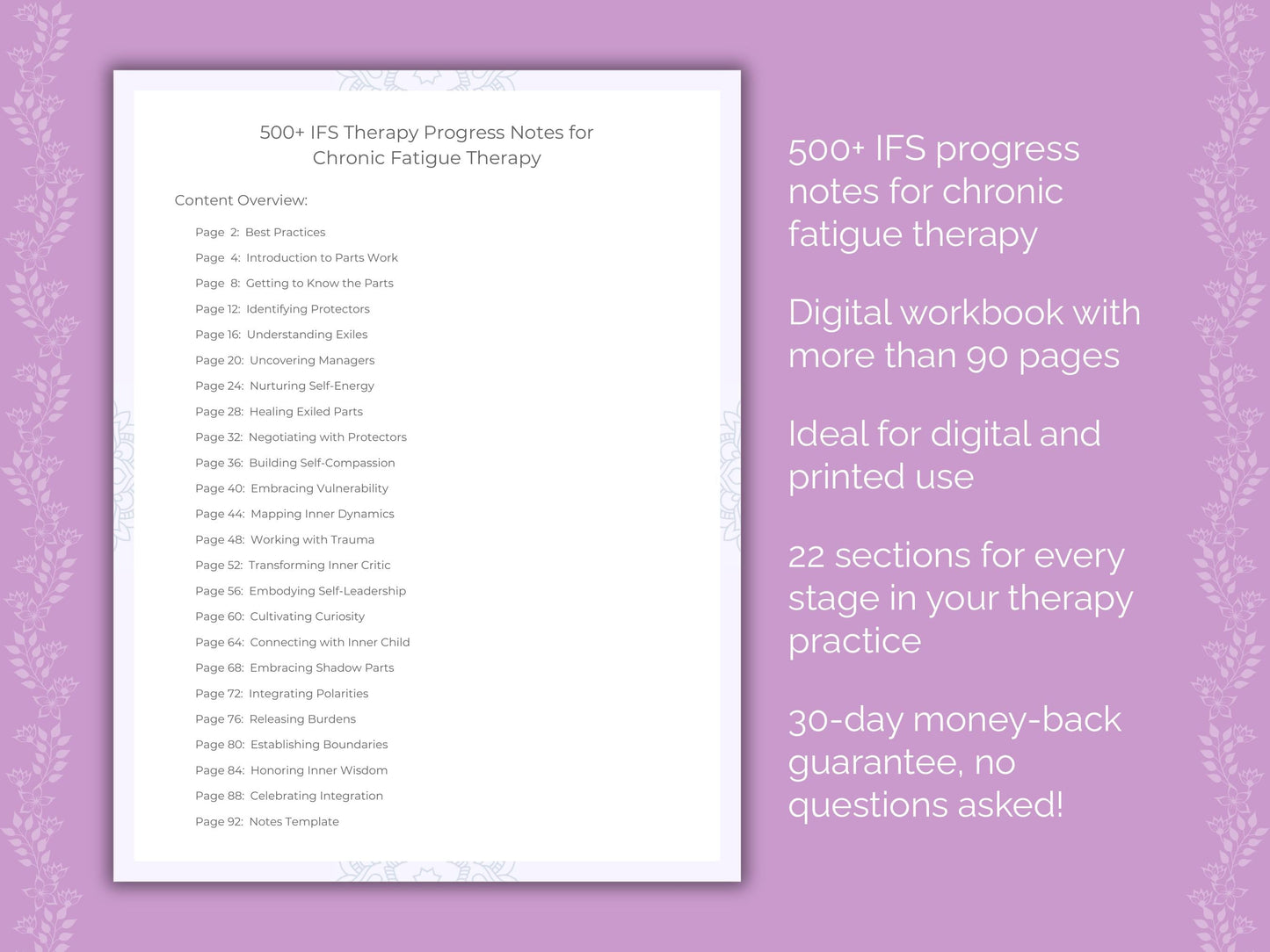 Chronic Fatigue Internal Family Systems (IFS) Therapist Worksheets