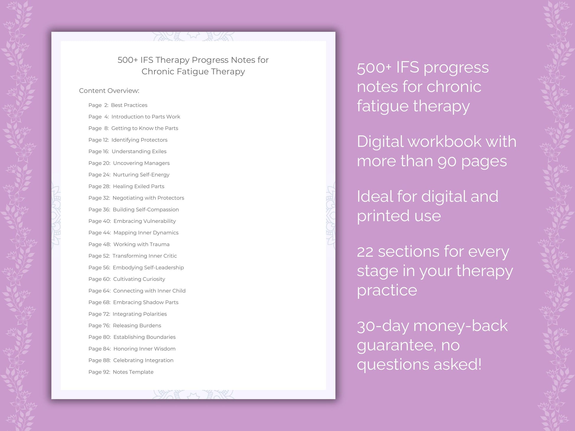 Chronic Fatigue Internal Family Systems (IFS) Therapist Worksheets