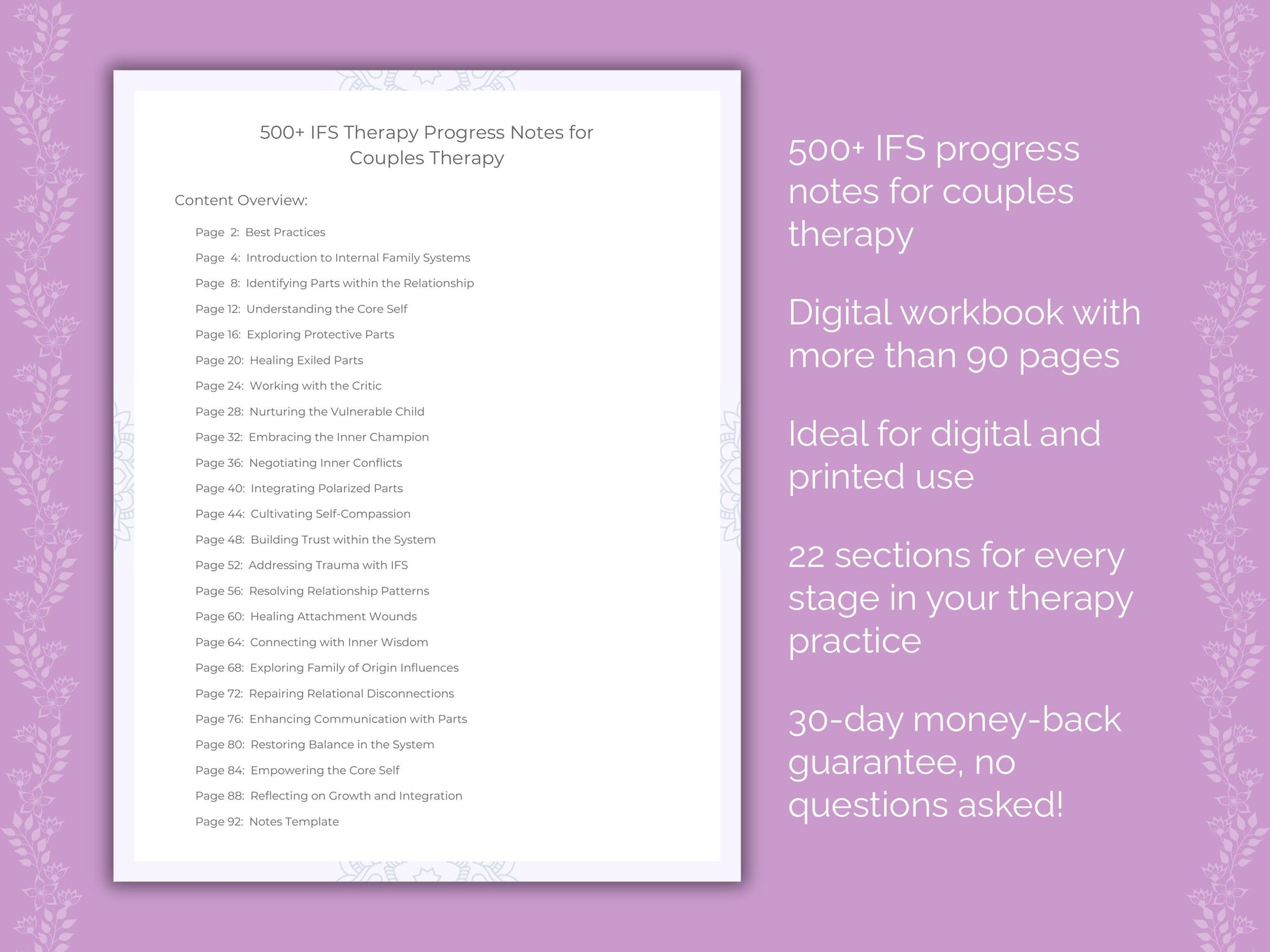 Couples Internal Family Systems (IFS) Therapist Worksheets