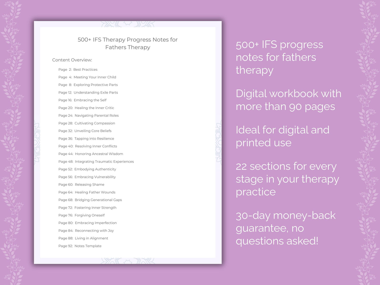 Fathers Internal Family Systems (IFS) Therapist Worksheets