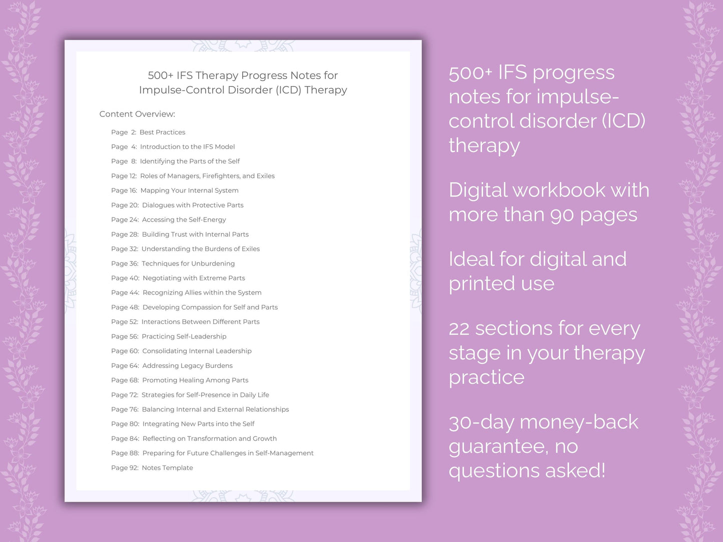 Impulse-Control Disorder (ICD) Internal Family Systems (IFS) Therapist Worksheets