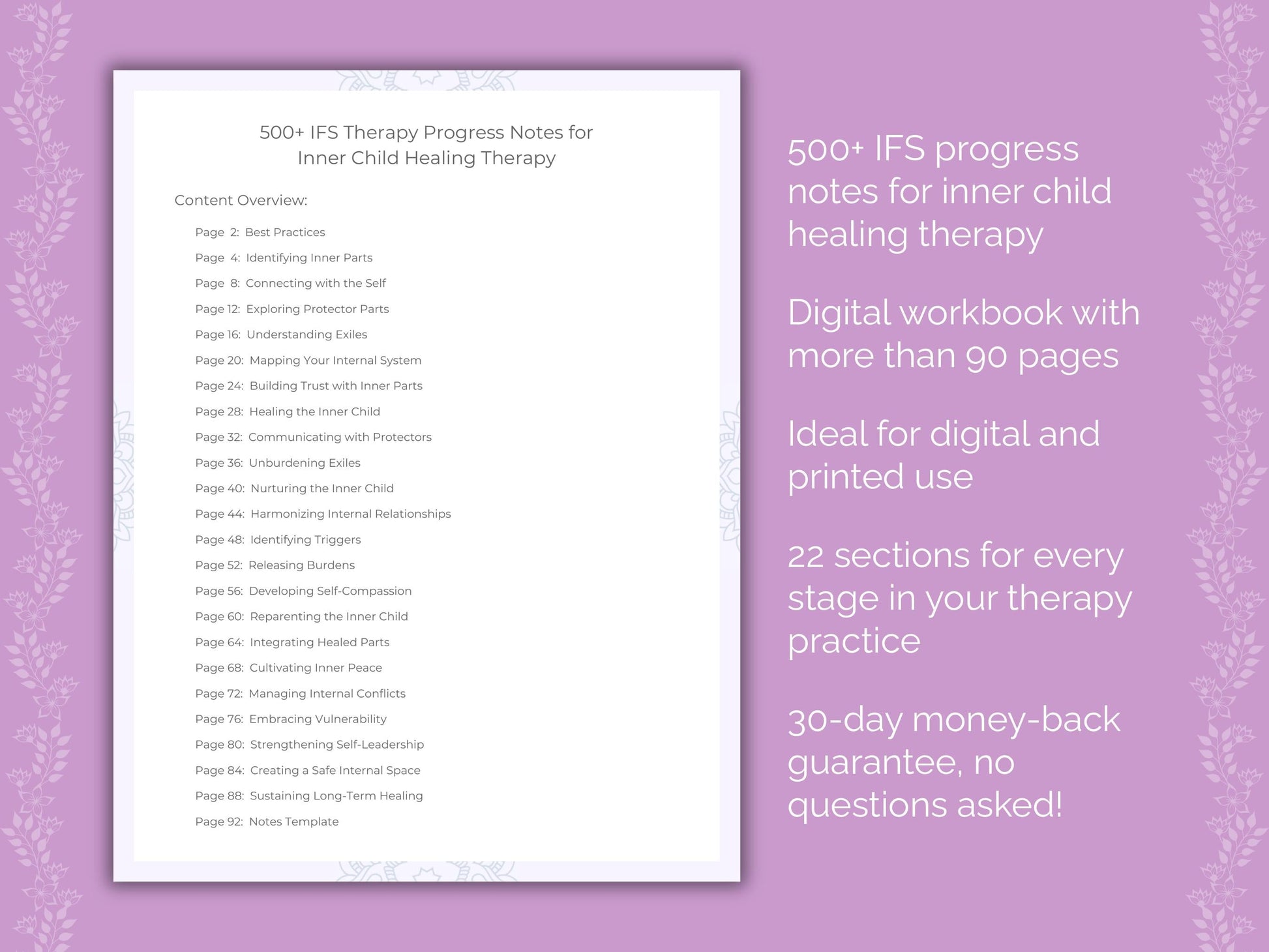 Inner Child Healing Internal Family Systems (IFS) Therapist Worksheets