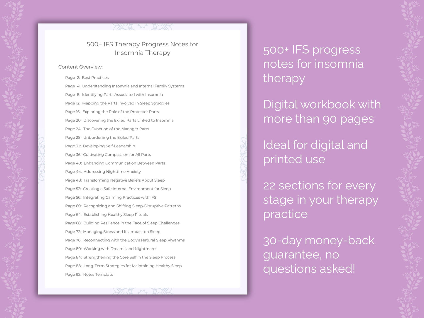 Insomnia Internal Family Systems (IFS) Therapist Worksheets