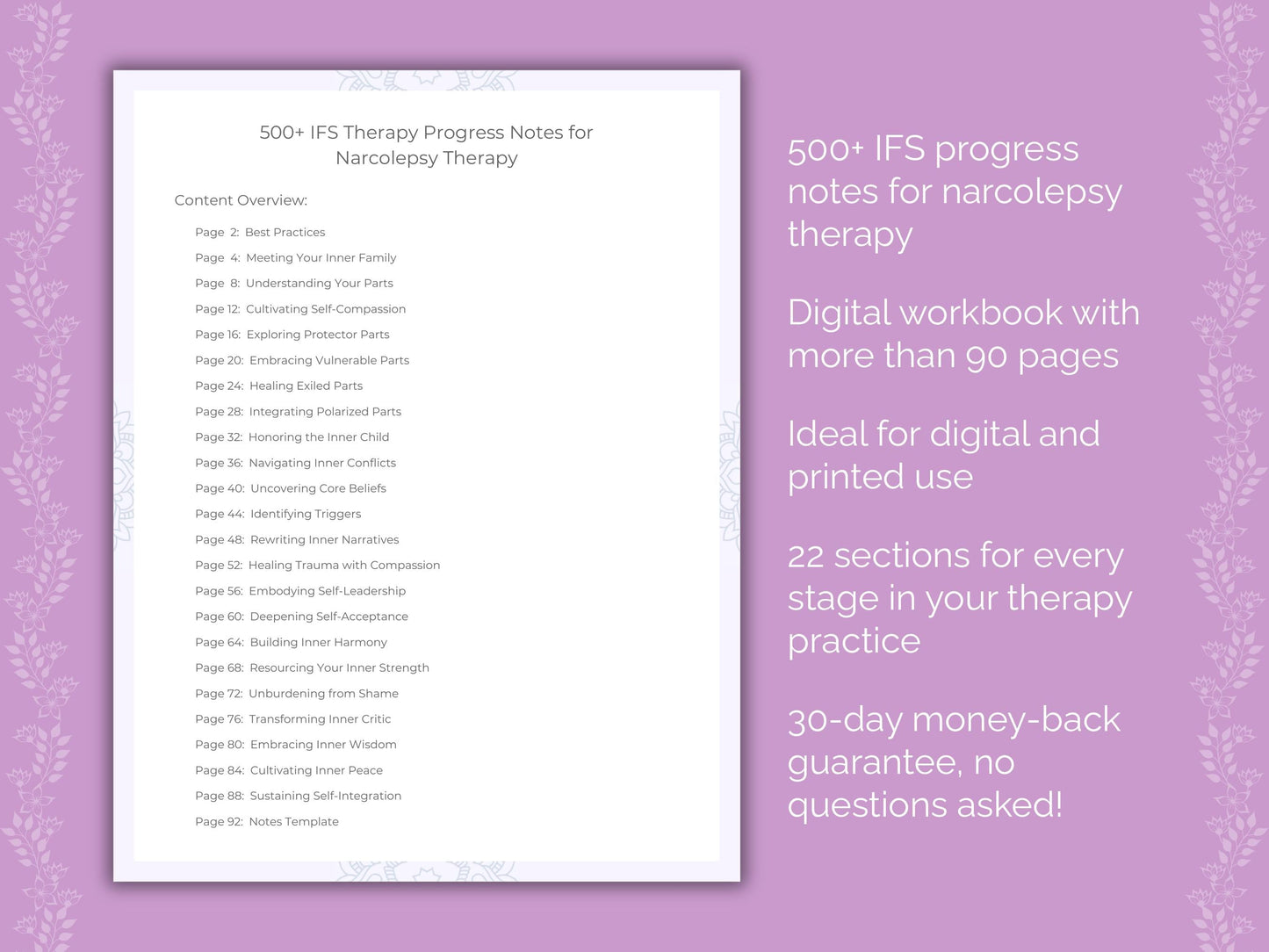 Narcolepsy Internal Family Systems (IFS) Therapist Worksheets