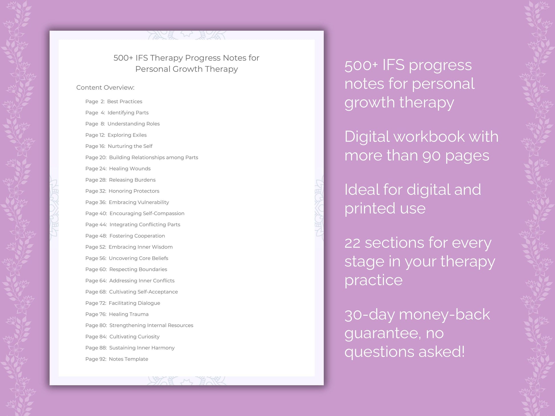 Personal Growth Internal Family Systems (IFS) Therapist Worksheets