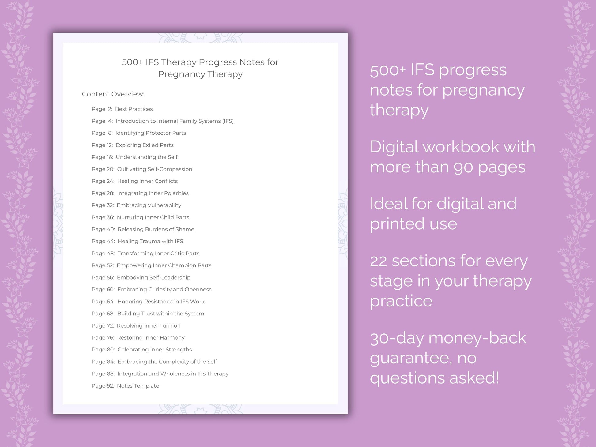 Pregnancy Internal Family Systems (IFS) Therapist Worksheets