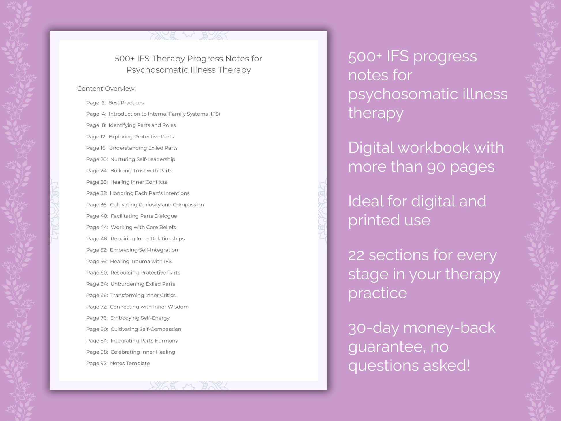 Psychosomatic Illness Internal Family Systems (IFS) Therapist Worksheets