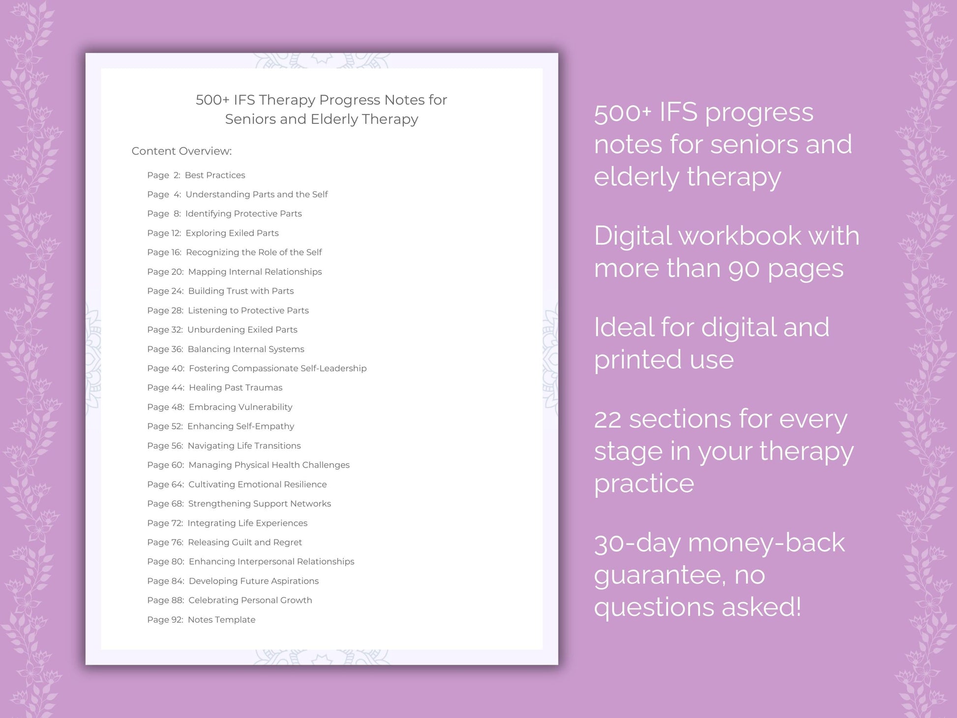 Seniors and Elderly Internal Family Systems (IFS) Therapist Worksheets