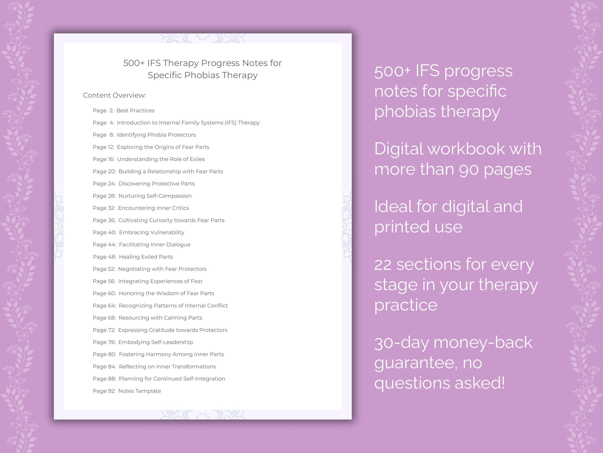 Specific Phobias Internal Family Systems (IFS) Therapist Worksheets