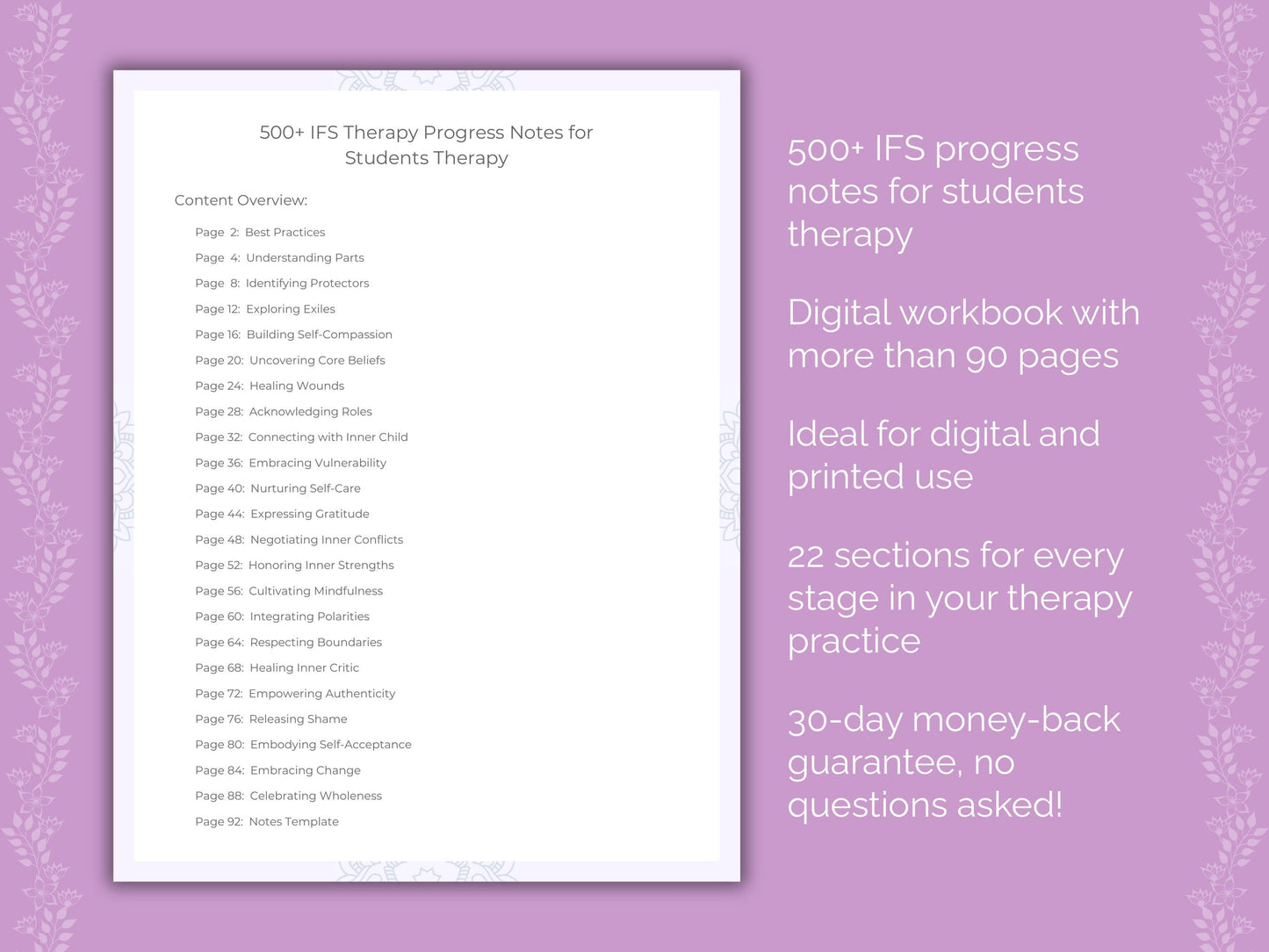 Students Internal Family Systems (IFS) Therapist Worksheets