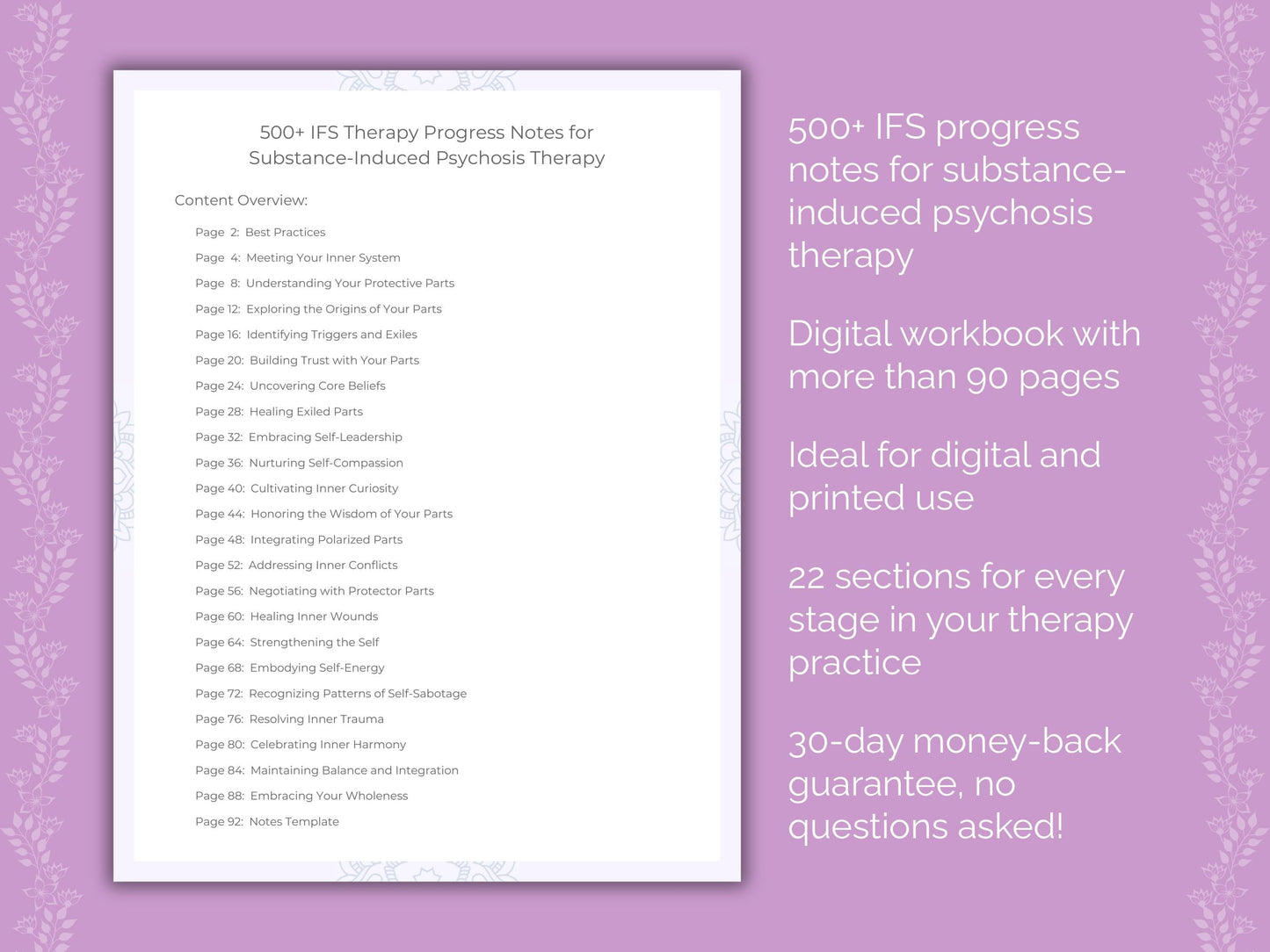 Substance-Induced Psychosis Internal Family Systems (IFS) Therapist Worksheets