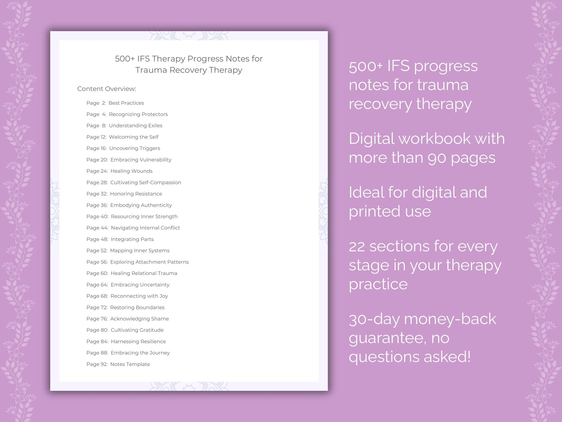 Trauma Recovery Internal Family Systems (IFS) Therapist Worksheets